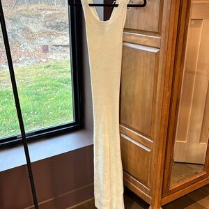 Anthropologie Elegant Cream Knit Sleeveless Bodycon Midi Dress